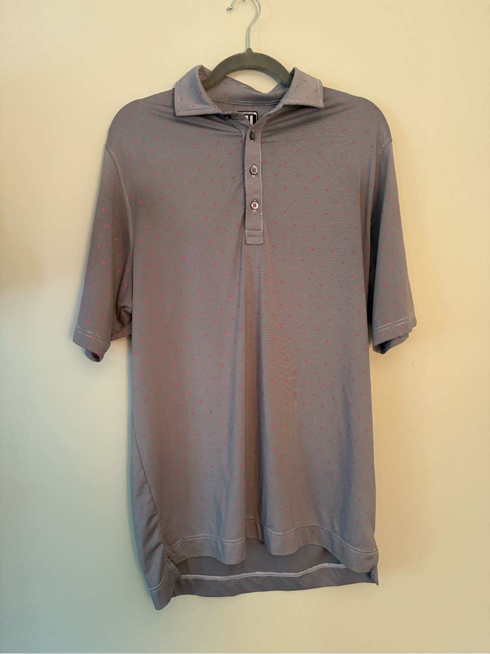 FootJoy Blue Polo with Pink Dot Accents